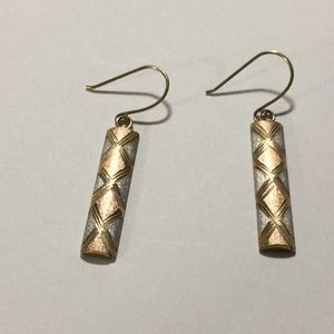 10k Tri-Color Gold Dangle Earrings